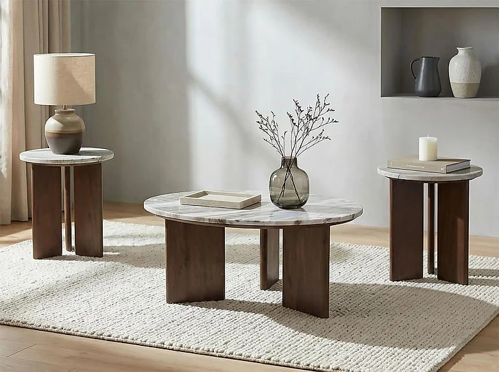 Coaster Jenna 3pc Occasional Living Room Set in Brown