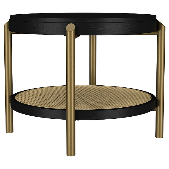 Coaster Arini Round End Side Table With Storage Shelf Black 706197