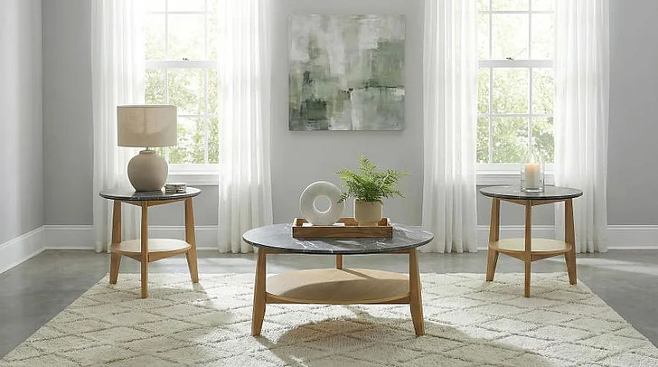 Coaster Bradley 3pc Occasional Living Room Set in Grey and Natural