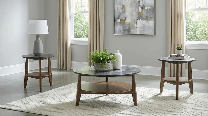 Coaster Bradley 3pc Occasional Living Room Set in Smokey Grey and Brown