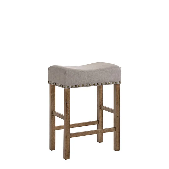 ACME Martha II Counter Height Stool (Set of 2) in Tan & Weathered Oak 70833