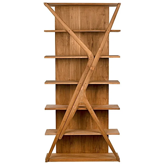 Noir Furniture Vetra Bookcase in Teak GBCS228T