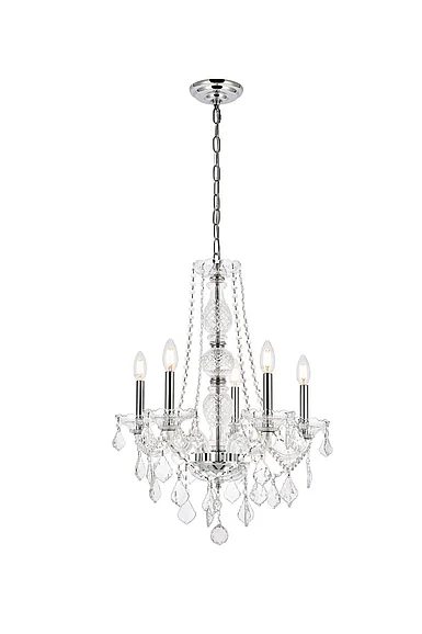 Elegant Verona 5 Light Chrome Chandelier Clear Royal Cut Crystal V7855D21C/RC