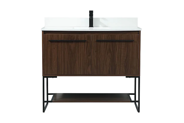 Elegant 40 In. Single Bathroom Vanity in Walnut with Backsplash VF42540MWT-BS CLOSEOUT