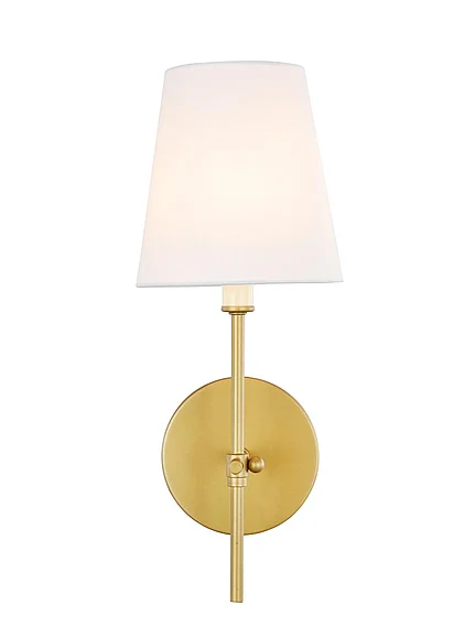 Elegant Mel 1 Light Brass and White Shade Wall Sconce LD6004W6BR