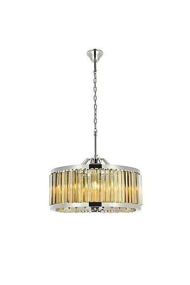 Elegant Chelsea 8 Light Polished Nickel Chandelier Golden Teak (Smoky) Royal Cut Crystal 1203D28PN-GT/RC