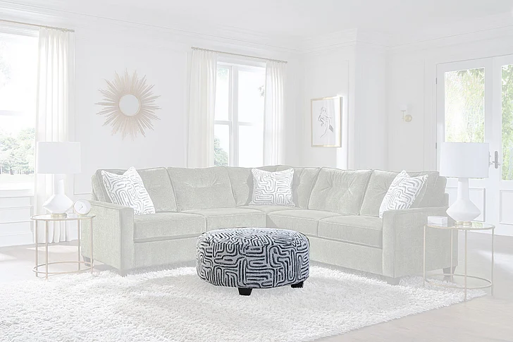 Peak Living 710 Round Ottoman Intellect Jade in Braves Olive 71019-7986 CUSTOM ITEM