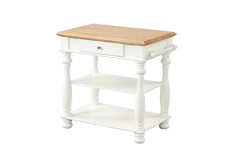 Emma Mason Signature Silken Oak White Kitchen Island in White