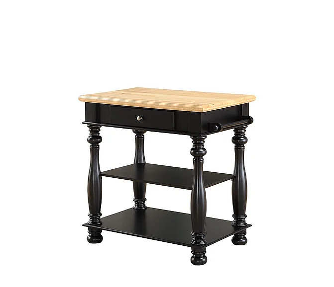 Emma Mason Signature Silken Oak Black Kitchen Island in Black