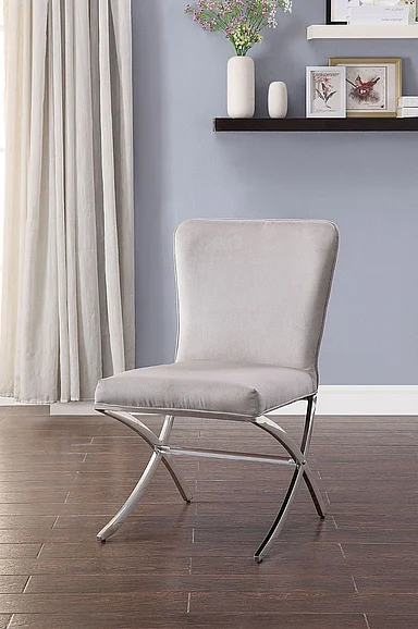 ACME Daire Side Chair (Set of 2) in Velvet & Chrome 71182