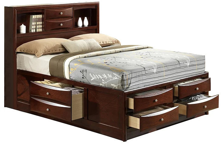 Crown Mark Furniture Emily Captain's King Bed in Rich Cherry