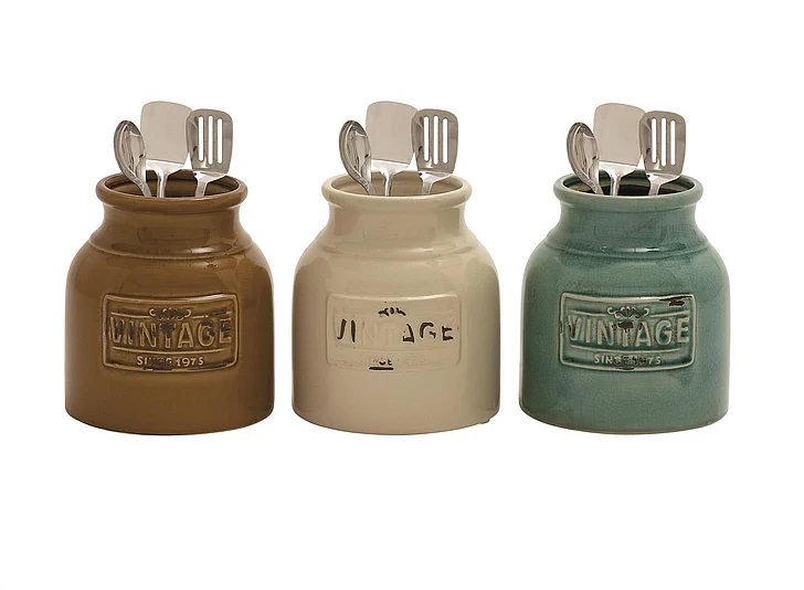 UMA Multi Colored Ceramic Decorative Jars, 3 Assorted 6"W, 7"H | 71260 CLOSEOUT
