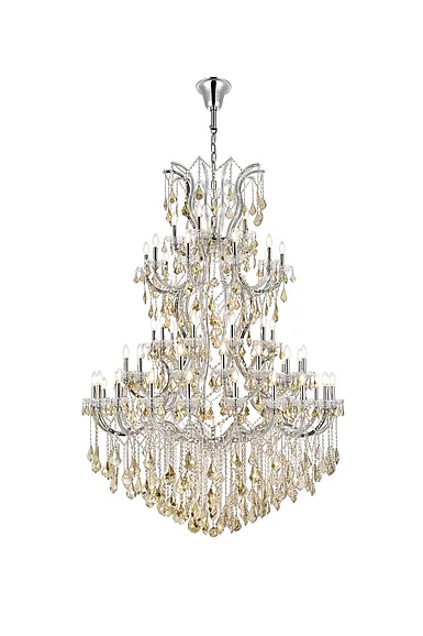 Elegant Maria Theresa 61 Light Chrome Chandelier Golden Teak (Smoky) Royal Cut Crystal 2800G54C-GT/RC
