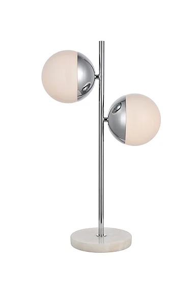 Elegant Eclipse 2 Lights Chrome Table Lamp with Frosted White Glass LD6154C