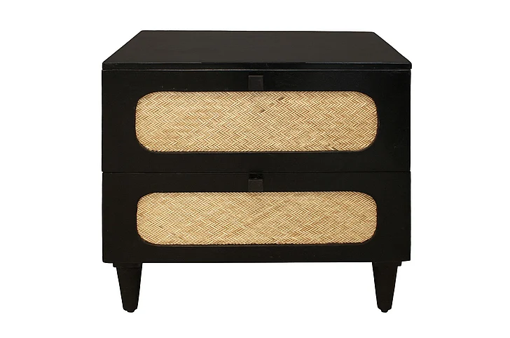 Moti Furniture Navice 2-Drawer Nightstand in Natural and Black