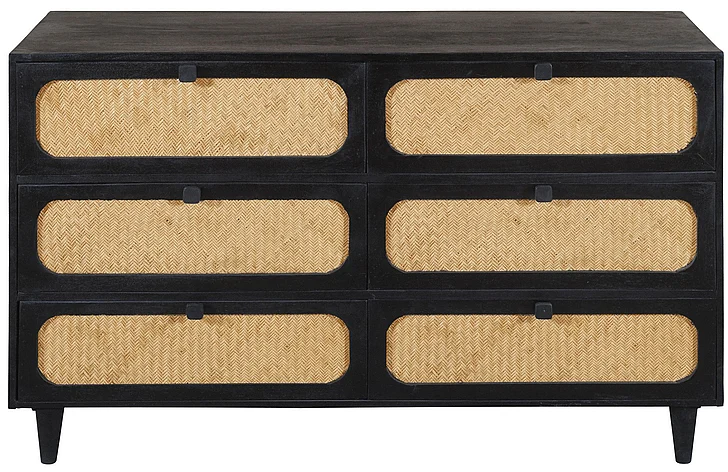 Moti Furniture Navice 6-Drawer Dresser in Natural and Black