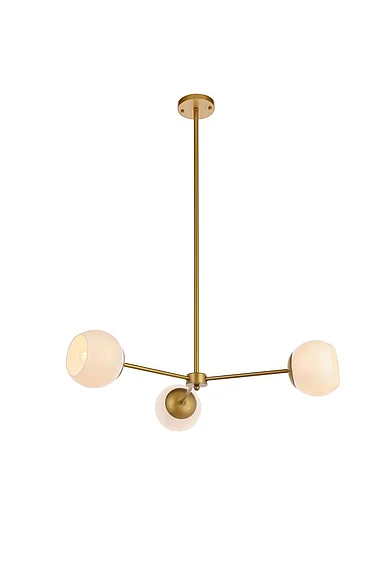 Elegant Briggs 32 In. Pendant in Brass with White Shade LD647D32BR CLOSEOUT