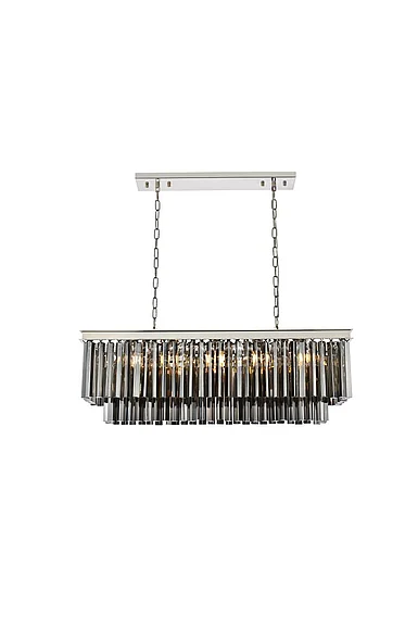 Elegant Sydney 12 Light Polished Nickel Chandelier Silver Shade (Grey) Royal Cut Crystal 1202D40PN-SS/RC