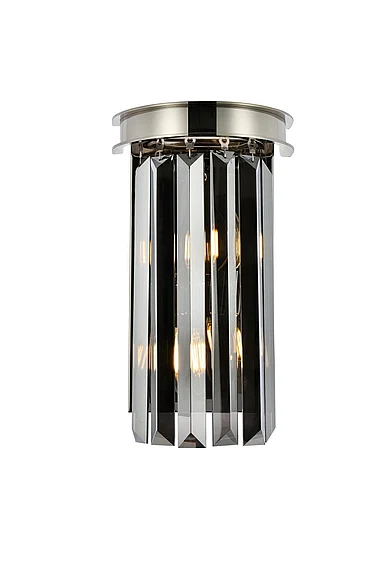 Elegant Sydney 2 Light Polished Nickel Wall Sconce Silver Shade (Grey) Royal Cut Crystal 1238W8PN-SS/RC