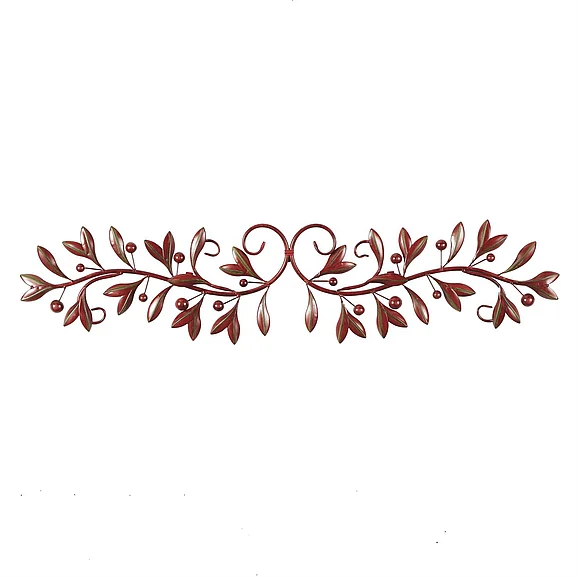 UMA Red Metal Leaf Long Horizontal Vine Home Wall Decor, 48" x 1" x 9" | 71885