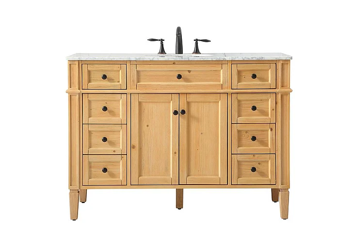 Elegant 48 In. Single Bathroom Vanity in Natural Wood VF12548NW