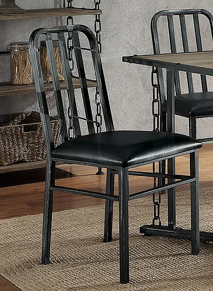 Acme Furniture Jodie Side Chair in Black PU and Antique Black (Set of 2) 71997