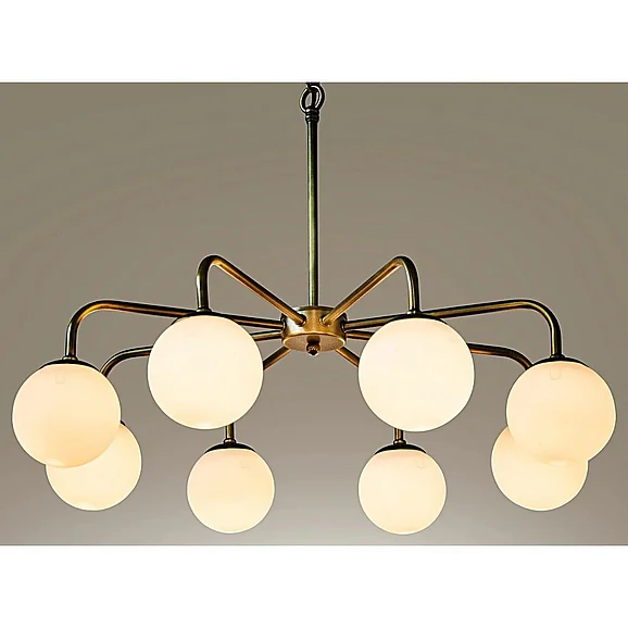 Noir Furniture Larenta Chandelier in Antique Brass and Glass LAMP540MB
