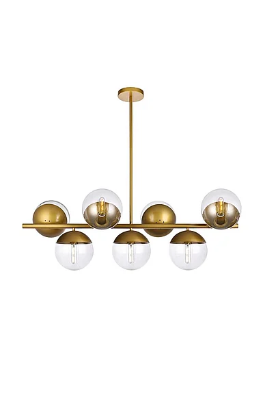 Elegant Eclipse 7 Lights Brass Pendant with Clear Glass LD6139BR CLOSEOUT