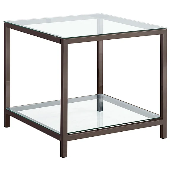 Coaster Trini End Table with Glass Shelf Black Nickel in Black Nickel 720227