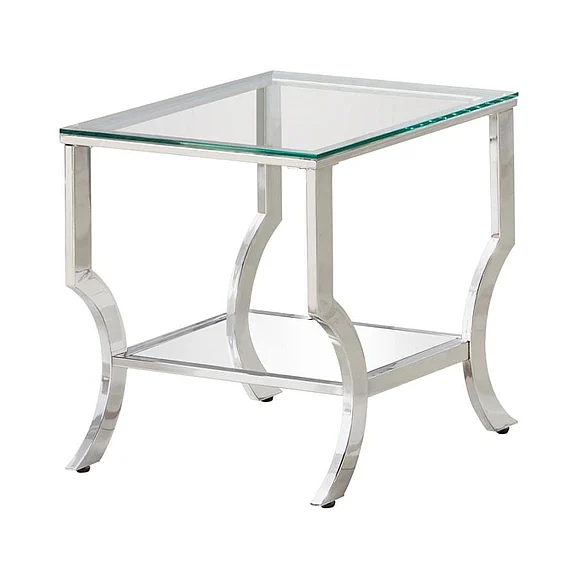 Coaster Square End Table with Mirrored Shelf Chrome 720337