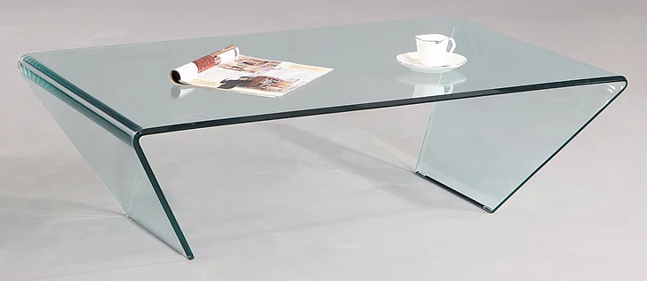 Chintaly 72102 3pcs Bent Glass Cocktail Table Set in Clear