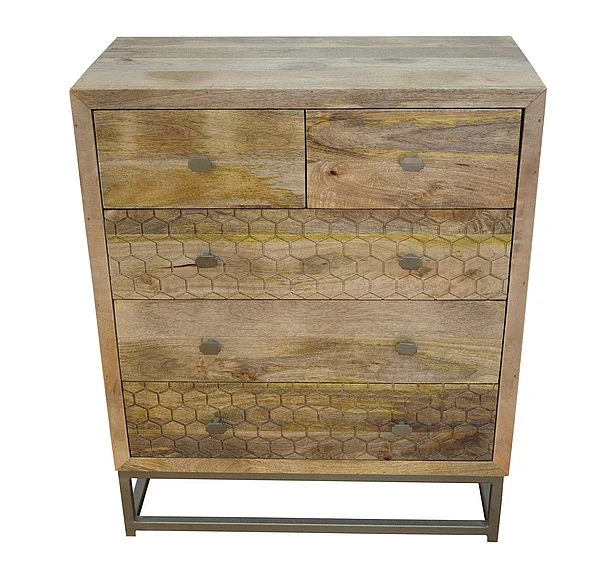 Moti Furniture Honeycomb 5-Drawer Chest in Natural