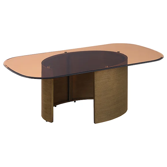 Coaster Morena Rectangular Coffee Table with Tawny Tempered Glass Top Brushed Bronze in Brushed Bronze 721598