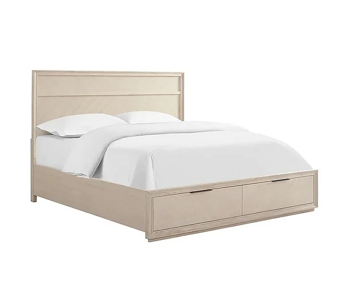 FD Home Matrix Queen Storage Bed in Cerused Linen