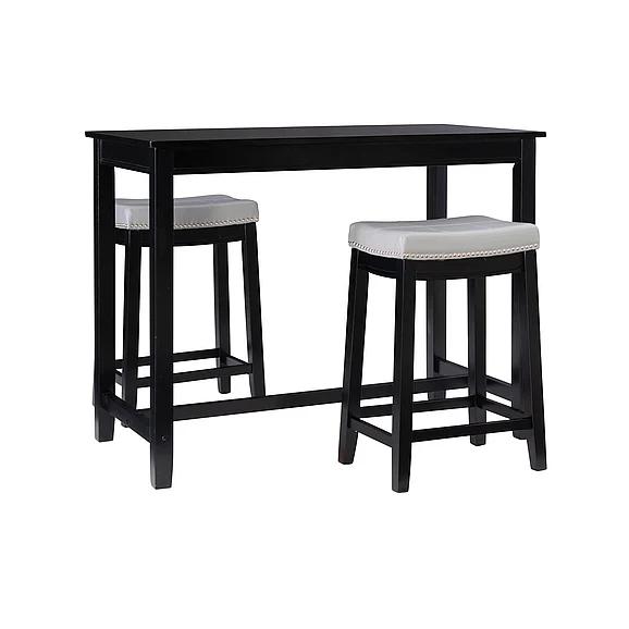 Linon Claridge 3Pc Counter Set Black Grey TS52BLKGRYABCU