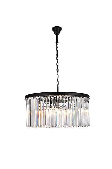 Elegant Sydney 8 Light Matte Black Chandelier Clear Royal Cut Crystal 1238D31MB/RC