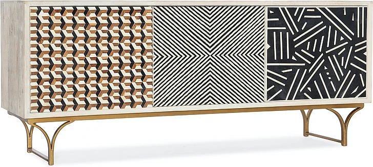Hooker Furniture Commerce and Market Jaiden Three Door Credenza in Light Wood 7228-55010-02