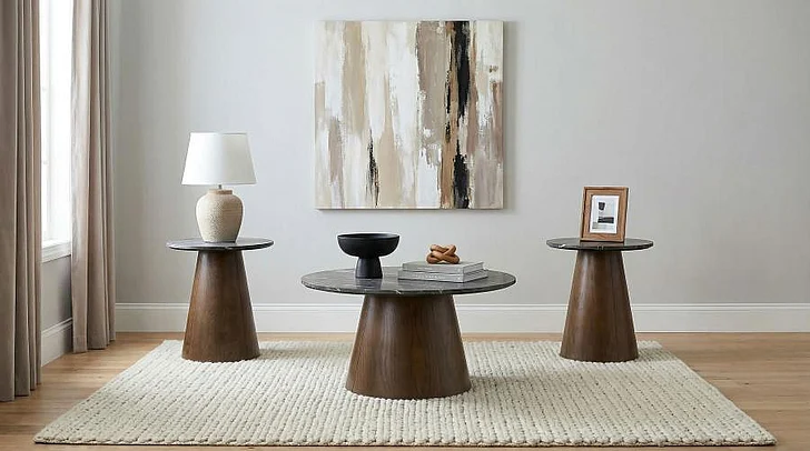 Coaster Franklin 3pc Occasional Living Room Set in Grey and Dark Brown