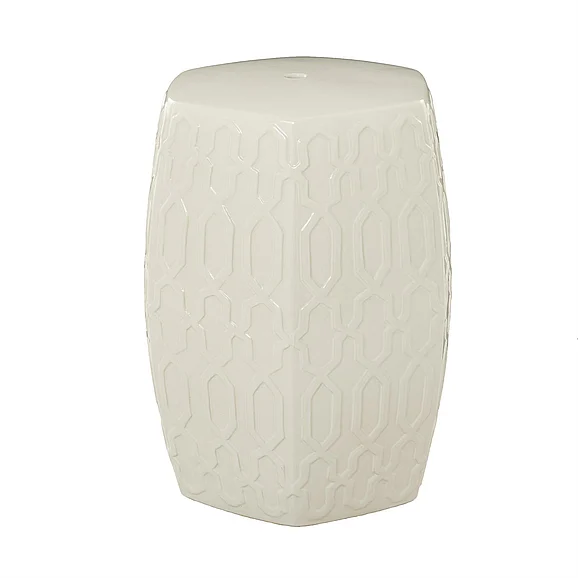 UMA Cream Ceramic Accent Table, 13" x 14" x 19" | 72397 CLOSEOUT