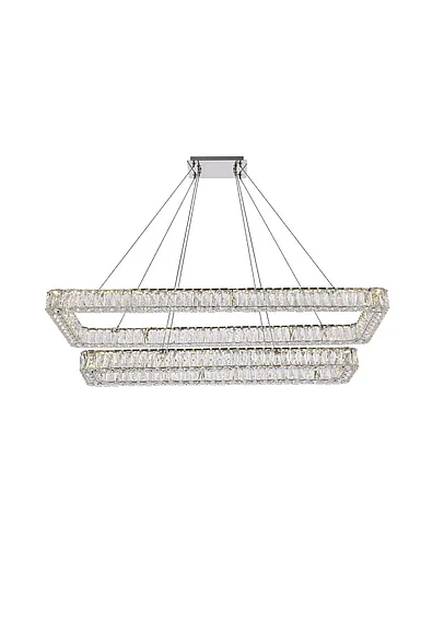 Elegant Monroe 50 In. Led Double Rectangle Pendant in Chrome 3504G50L2C