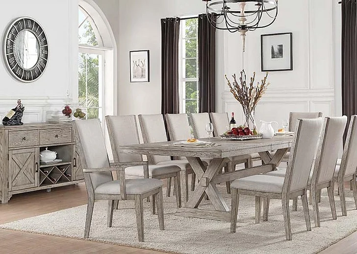 ACME Rocky 7pc Rectangular Dining Set in Gray Oak