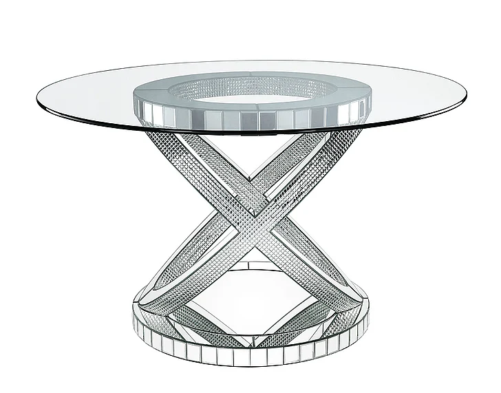 ACME Ornat Dining Table in Faux Square Diamonds 72950