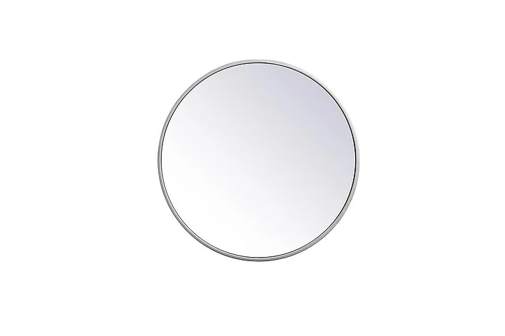 Elegant Metal Frame Round Mirror 18 In. in Silver MR4818S