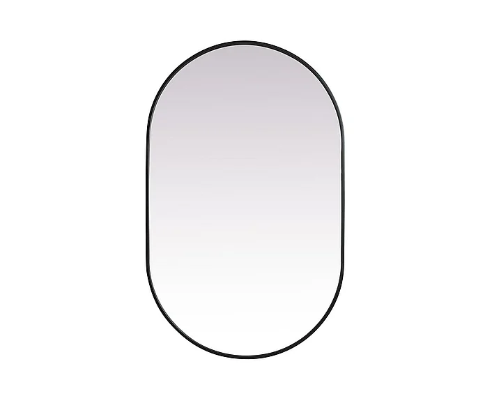 Elegant Metal Frame Oval Mirror 30X48 In. in Black MR2A3048BLK
