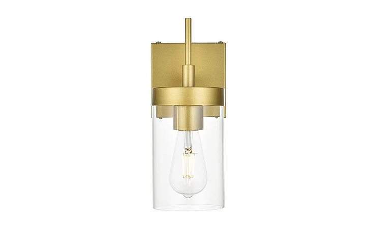 Elegant Benny 1 Light Brass and Clear Bath Sconce LD7319W5BRA