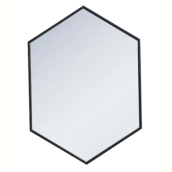 Elegant Metal Frame Hexagon Mirror 24 In. in Black MR4424BK