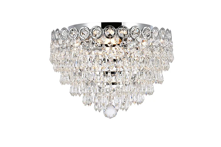 Elegant Century 4 Light Chrome Flush Mount Clear Royal Cut Crystal V1902F14C/RC CLOSEOUT