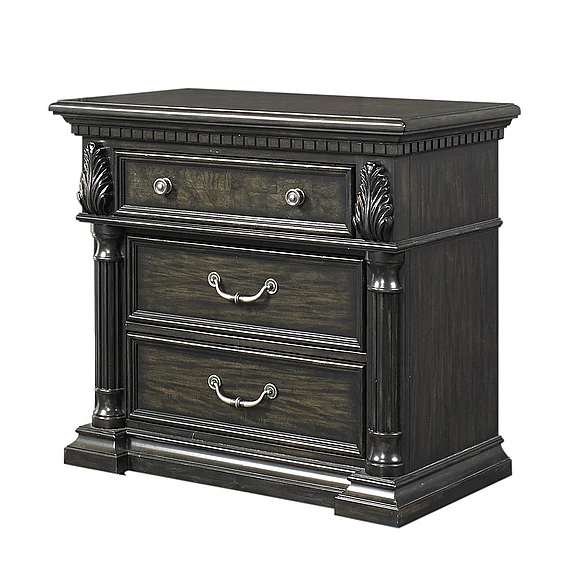 FD Home Timeless 3 Drawer Nightstand in Black 7300-02
