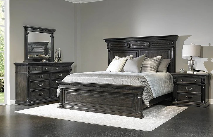 FD Home Timeless 2pc Panel Bedroom Set in Black 7300