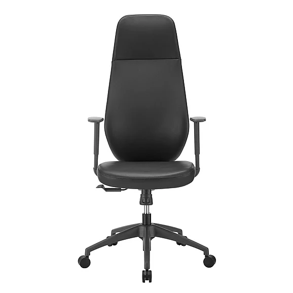 Euro Style Filip High Back Office Chair in Black Leatherette with Plastic Grey Back Support 73001-BLK